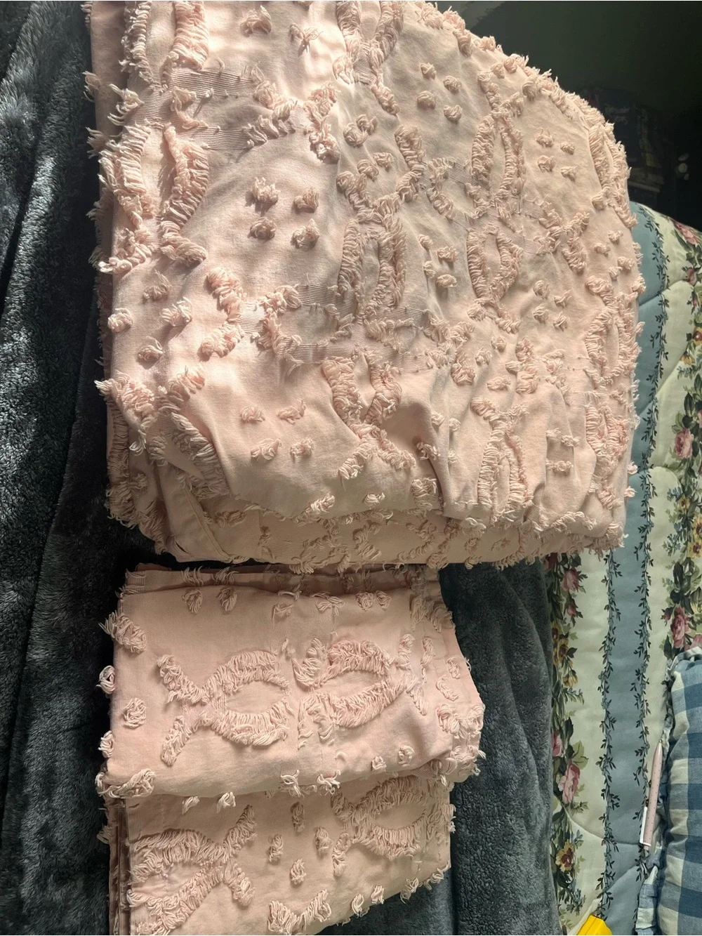 Threshold Blush Pink Chenille Duvet Cover Set Full/Queen 100% Cotton!